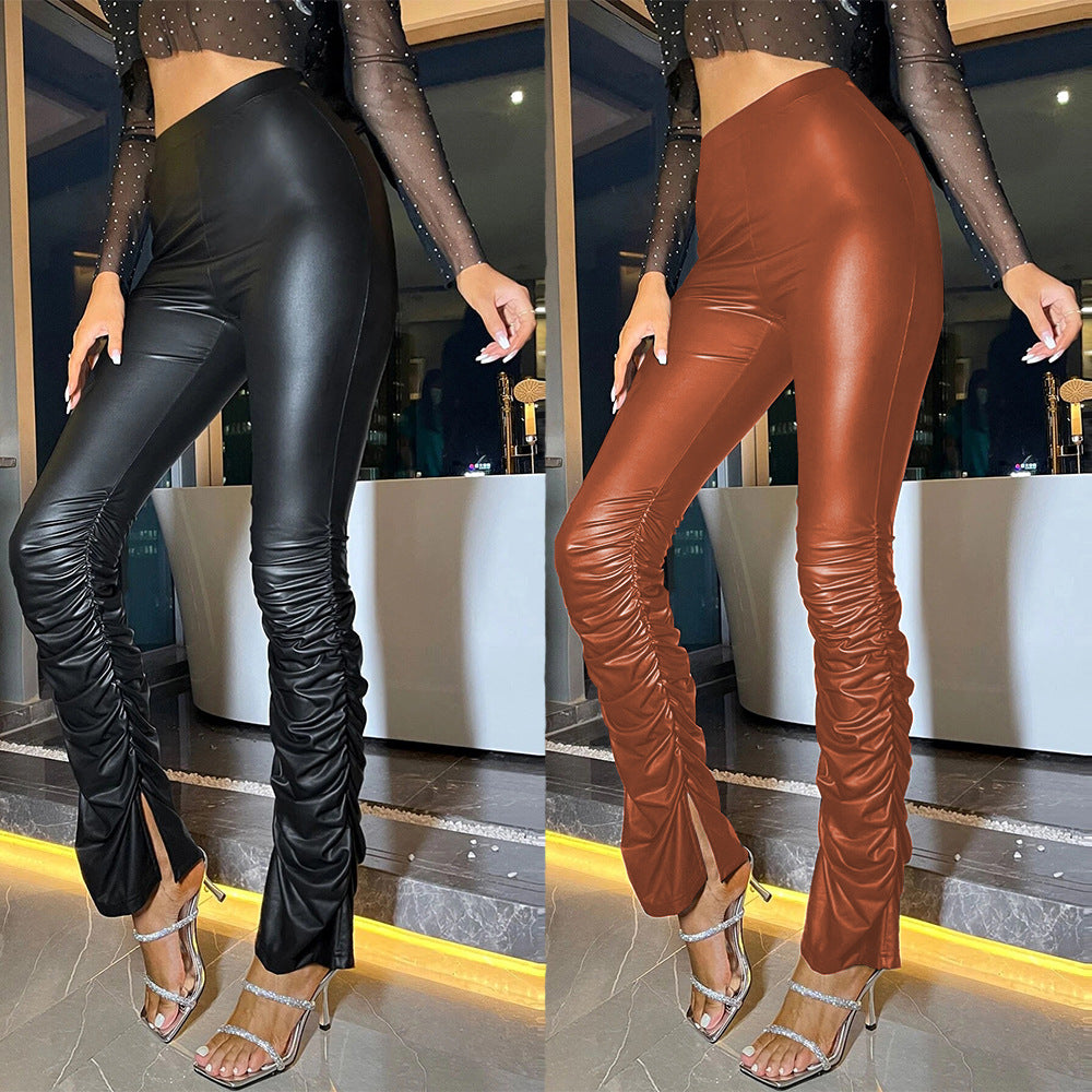 Damen Hochgeschnittene Slim-Fit Leggings mit Raffung EB