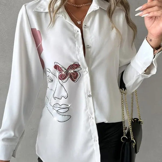Damen Kunstvolle Bluse mit einzigartigem Grafikdruck EB