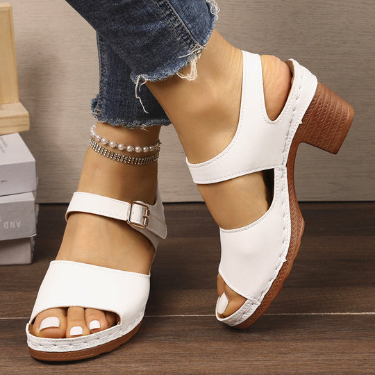 Damen Sandalen mit breitem Riemen und elegantem Blockabsatz EB