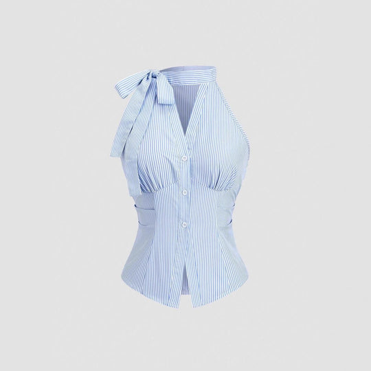 Damen sommerliche Bluse mit Rippstruktur EB