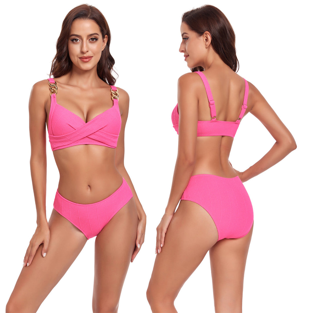 Damen Bikini mit Kreuzband-Design und goldenen Akzenten EB