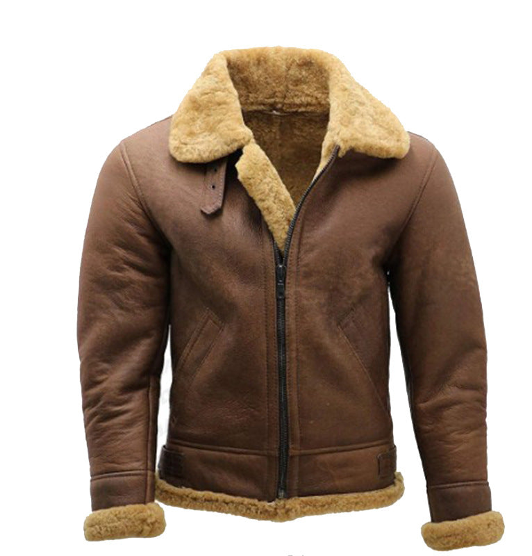 Herren Flugjacke aus hochwertigem Lammleder mit wärmendem Kunstfellfutter EB