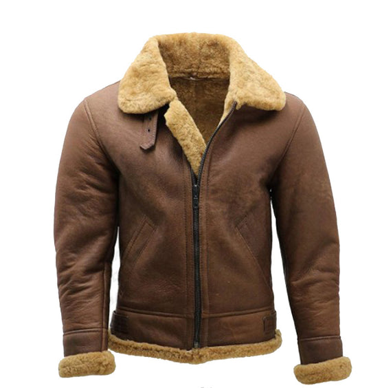 Herren Flugjacke aus hochwertigem Lammleder mit wärmendem Kunstfellfutter EB