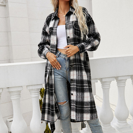 Damen Langarmhemd aus Flanell mit Karomuster EB