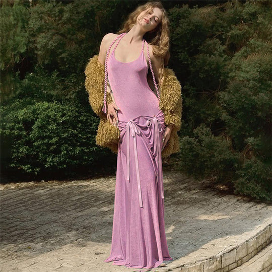 Damen Elegantes Maxikleid mit raffinierten Rüschendetails und schmalem Rücken EB