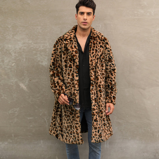 Herren Stilvoller Plüschmantel im Zebra-Look EB