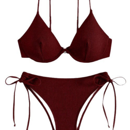 Damen Triangel-Bikini mit verstellbaren Trägern und Seitenschnürungen EB