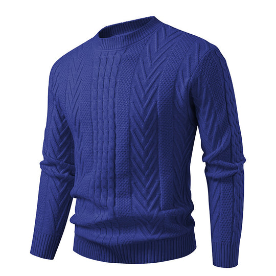 Herren Grobstrickpullover mit Zopfmuster und Rundhalsausschnitt EB