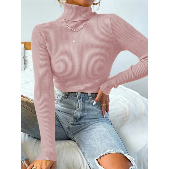 Damen Eleganter Rollkragenpullover mit feiner Rippstruktur EB
