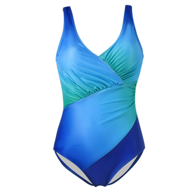 Damen Eleganter Einteiler Badeanzug mit Wickeloptik EB