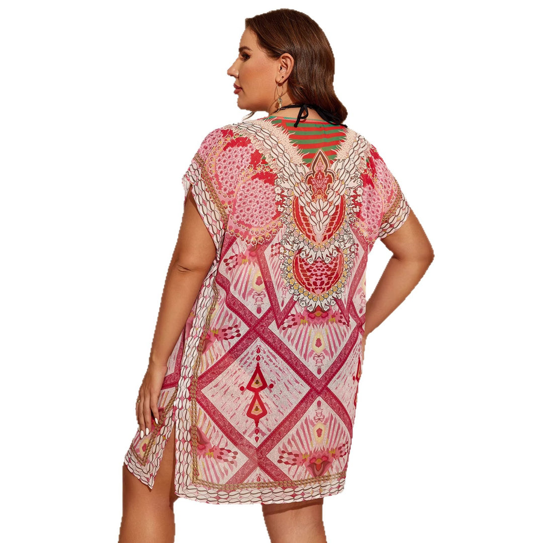 Damen Strandkleid mit floralen Mustern und kurzem Schnitt EB