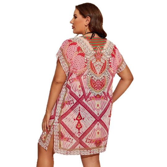 Damen Strandkleid mit floralen Mustern und kurzem Schnitt EB