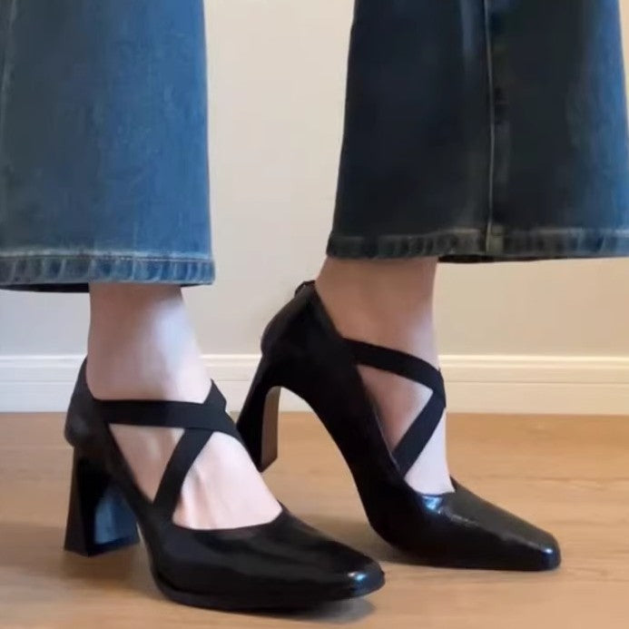 Damen elegante Slingback-Pumps mit modischem Riemendesign und komfortablem Blockabsatz EB