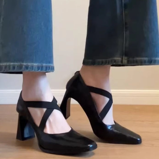 Damen elegante Slingback-Pumps mit modischem Riemendesign und komfortablem Blockabsatz EB