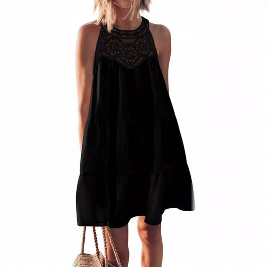 Damen Sommerkleid mit romantischen Häkel-Applikationen EB