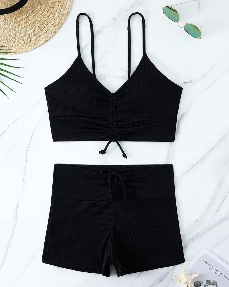 Damen Bikini mit floralem Rüschendesign und verstellbaren Trägern EB