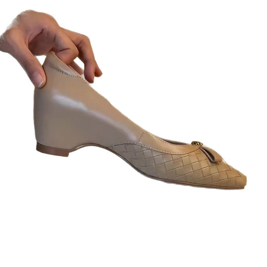 Damen elegante Ballerinas mit geflochtenem Design und modischem Schleifenakzent EB