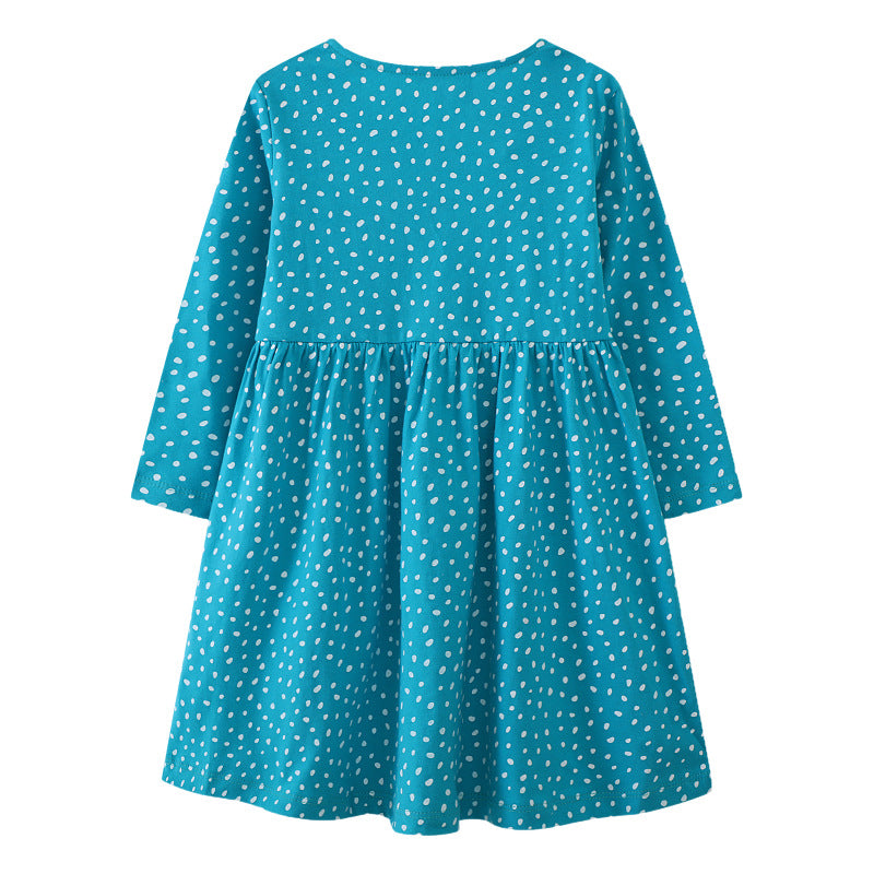 Mädchen Langarmkleid mit verspieltem Vogel-Design EB