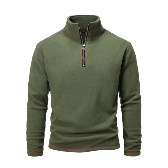 Herren Fleecepullover mit hohem Kragen und halbem Reißverschluss EB