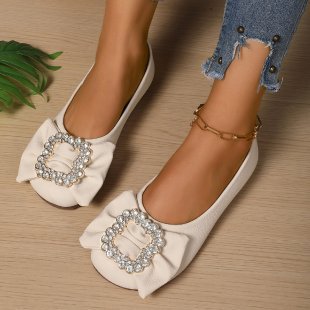 Damen Ballerinas mit glamouröser Strass-Schleifen-Applikation EB