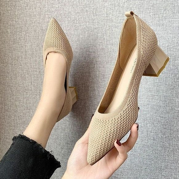 Damen elegante Pumps mit strukturierter Oberfläche und modischem Blockabsatz EB
