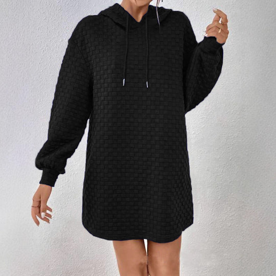Damen Kapuzenkleid aus strukturiertem Material EB