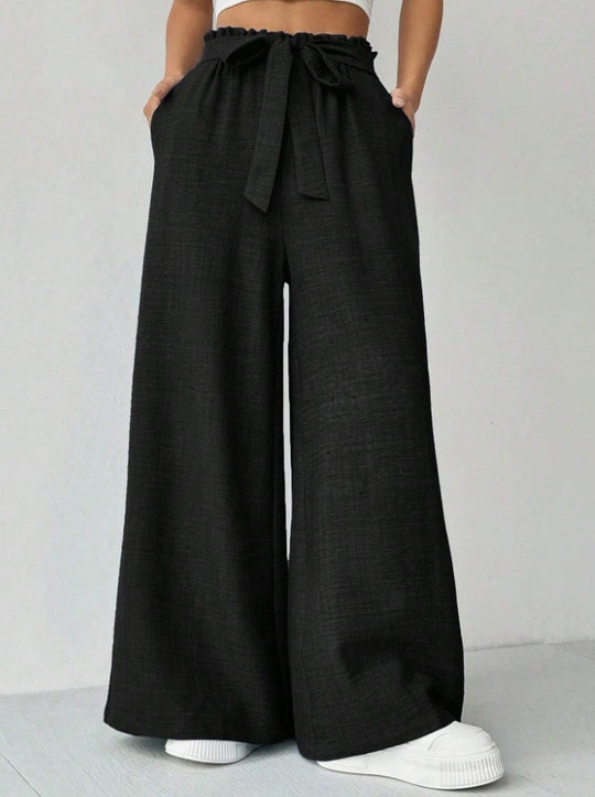 Damen Weit geschnittene Hosen mit verstellbarem Bund EB