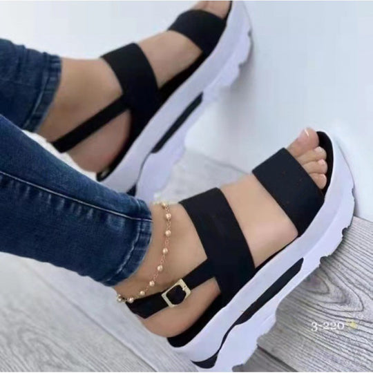 Damen Keil-Sandalen mit verstellbarem Riemendesign und rutschfester Sohle EB