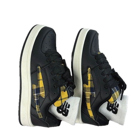 Damen Modische Sneakers mit kariertem Design und gepolsterter Innensohle EB