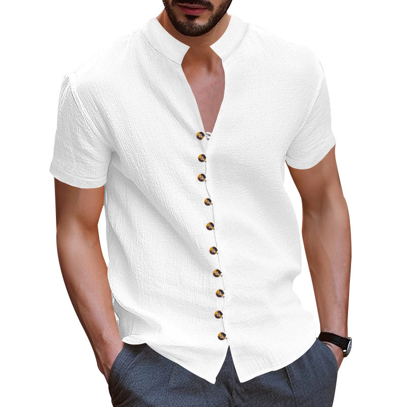 Herren Kurzarmhemd mit modernen Knopfdetails EB