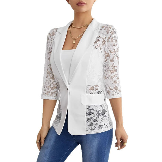Damen Blazer mit Spitzenärmel und eleganter Passform EB