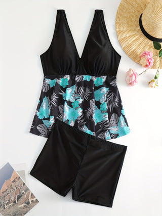 Damen Tankini-Set mit floralem Oberteil und komfortablen Badeshorts EB