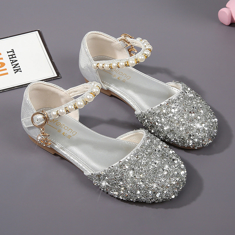Mädchen Elegante Ballerinas mit Glitzer und Perlen EB