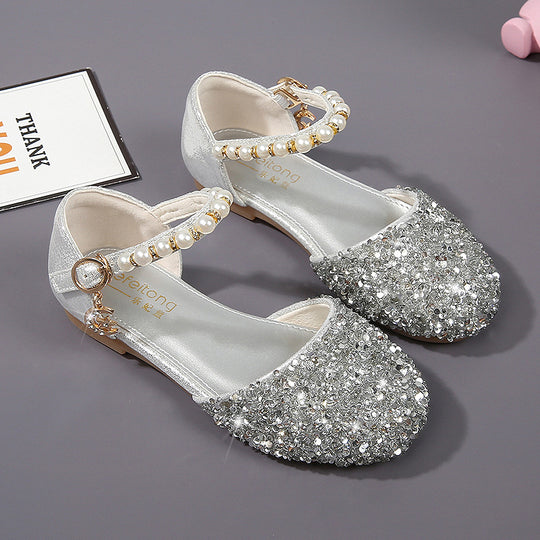 Mädchen Elegante Ballerinas mit Glitzer und Perlen EB