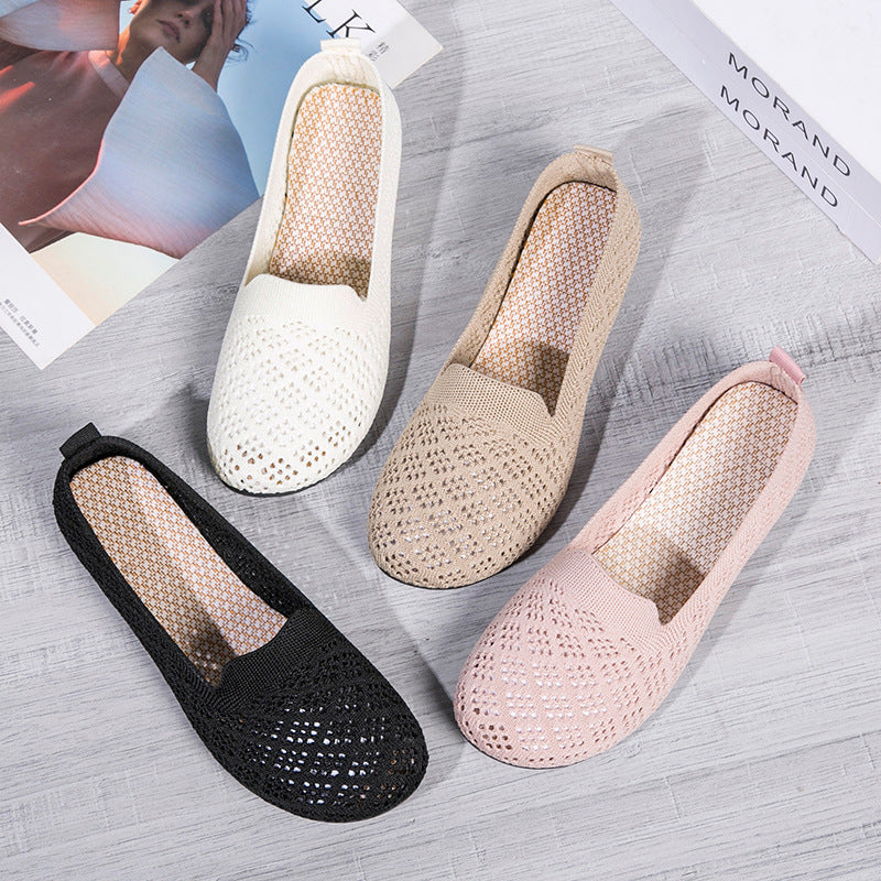 Damen atmungsaktive Slip-On Ballerinas aus luftdurchlässigem Material EB