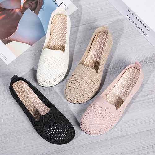 Damen atmungsaktive Slip-On Ballerinas aus luftdurchlässigem Material EB