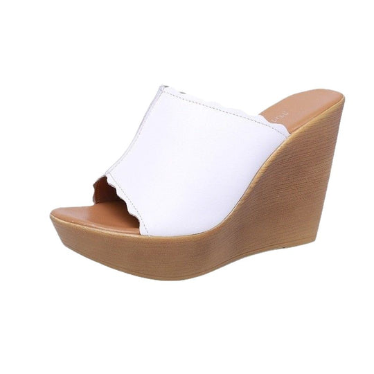 Damen Absatzsandalen aus hochwertigem Leder mit Wedge-Design EB