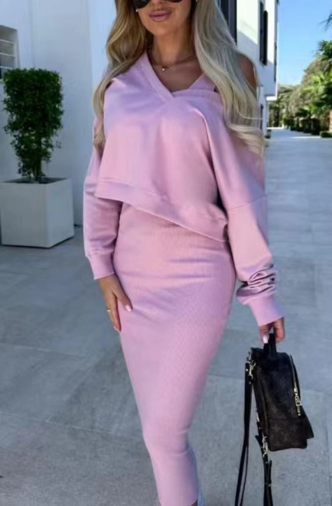 Damen elegantes Set aus Pullover und Bleistiftrock EB
