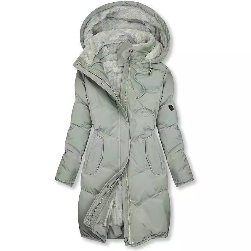 Damen gefütterter Winterparka mit abnehmbarer Kapuze und weichem Innenfutter EB