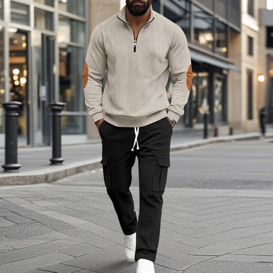 Herren sportliches Freizeitset mit Reißverschluss und praktischen Taschen EB