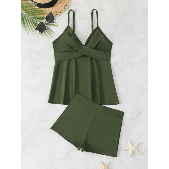 Damen Tankini-Set mit stylishem Punktedesign und komfortablem Shorts EB