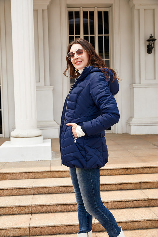 Damen gesteppte Winterjacke mit kuscheligem Innenfutter und praktischem Reißverschluss EB