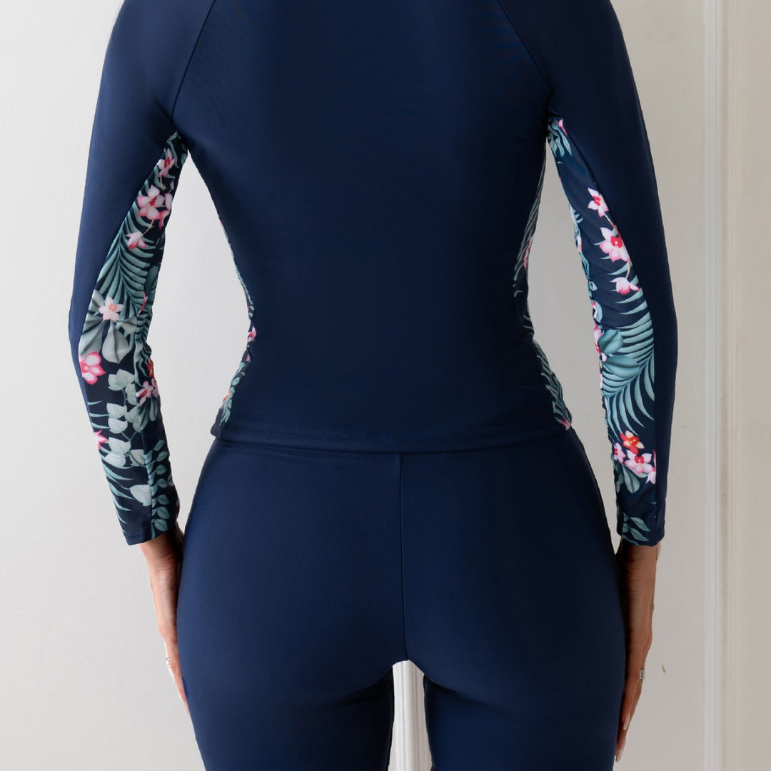 Damen Surfanzug mit langem Arm und floralen Akzenten EB