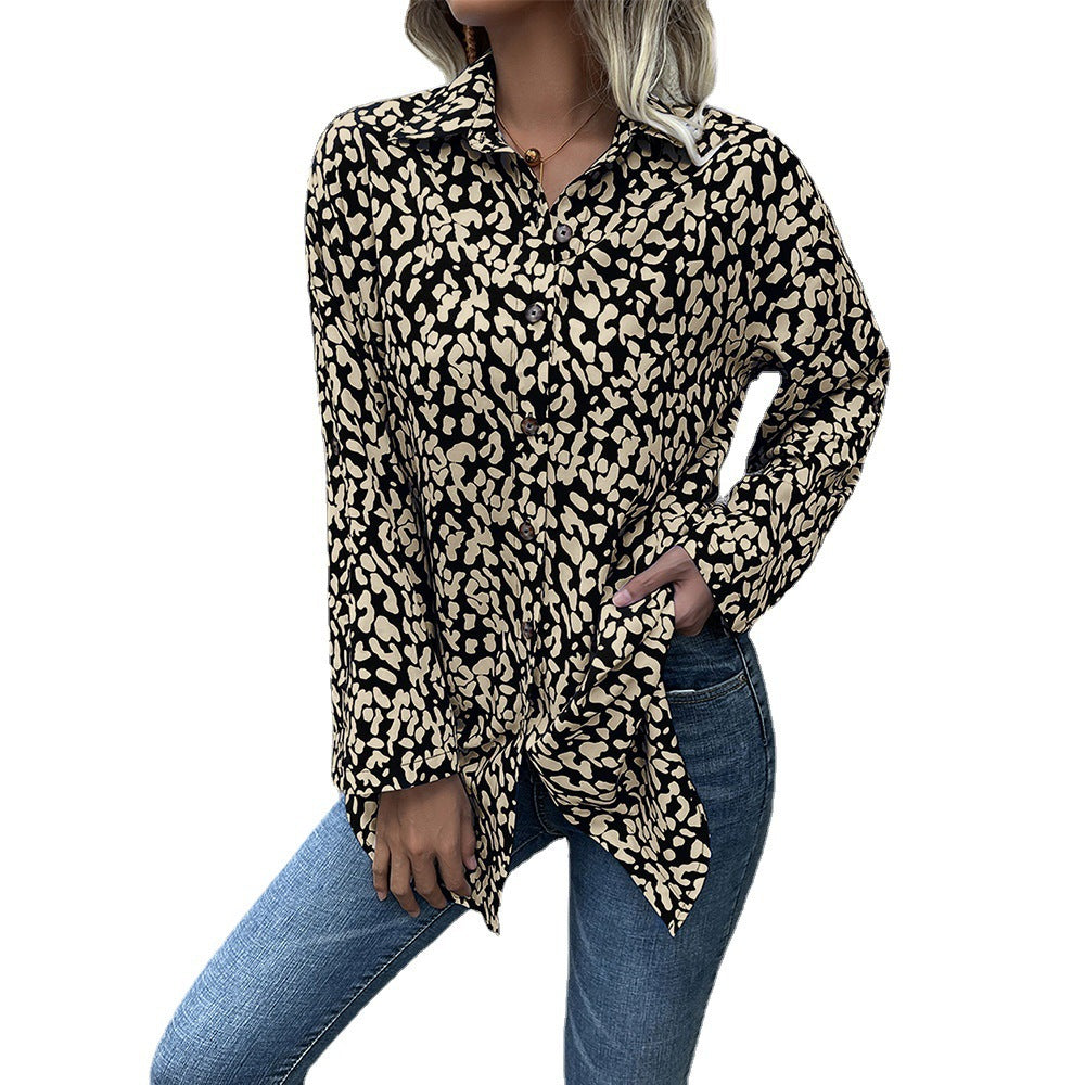 Damen luftiges Blusenshirt mit Animal-Print und bequemen Schnitt EB