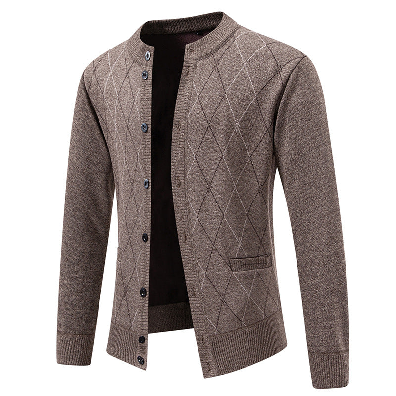 Herren Strickjacke mit modernem Rautenmuster EB