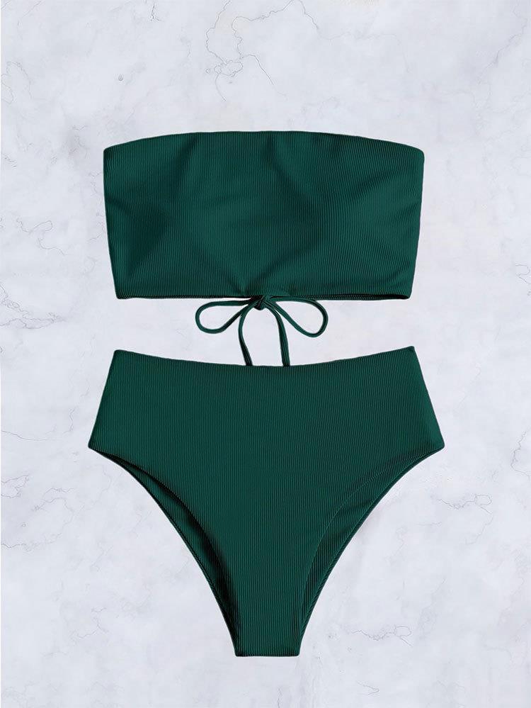 Damen Bandeau-Bikini mit verstellbarem Höschen und raffiniertem Design EB