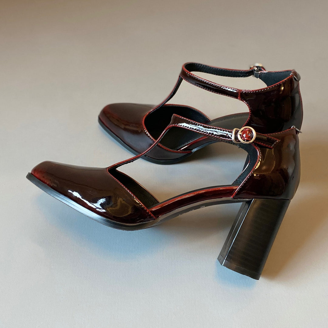 Damen elegante Plateau-Pumps mit modischem Riemchen und stilvollem Glanz EB