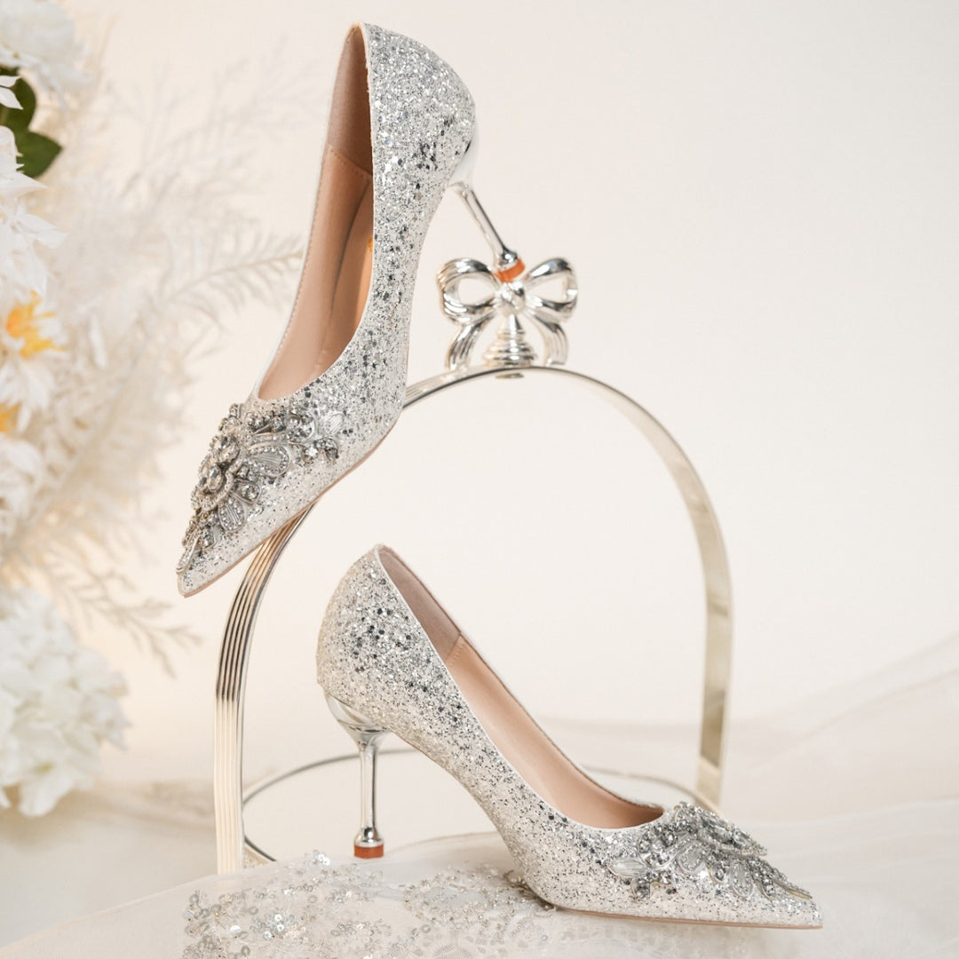 Damen Glamouröse High Heels mit funkelnden Strassverzierungen EB