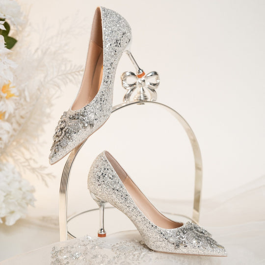 Damen Glamouröse High Heels mit funkelnden Strassverzierungen EB
