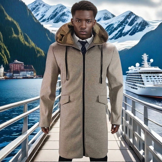 Herren eleganter Parka mit Kapuze und praktischen Taschen EB